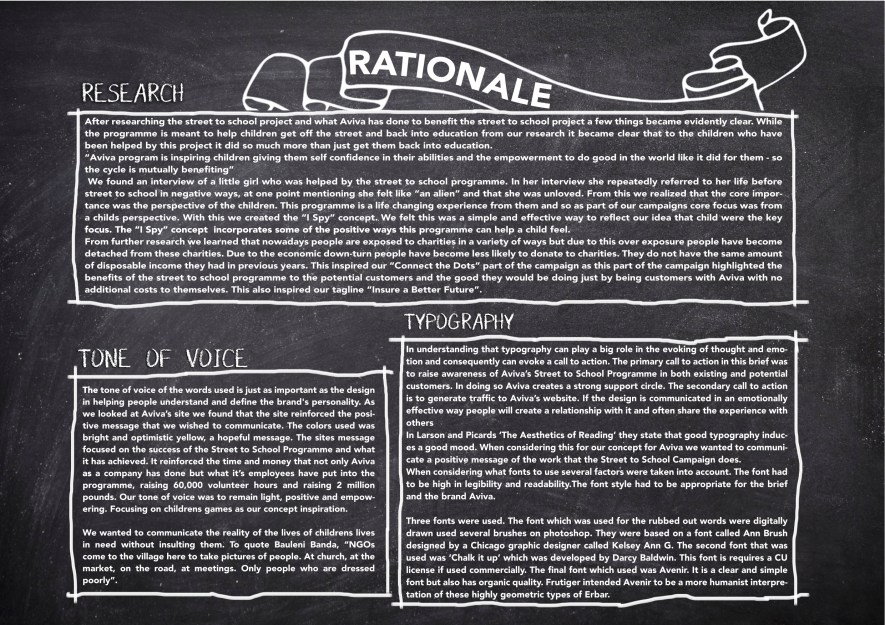 Art Direction/Typography project for college for Aviva's Street to School Programme.