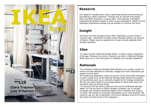 IKEA 2016 catalogue brief, rationale